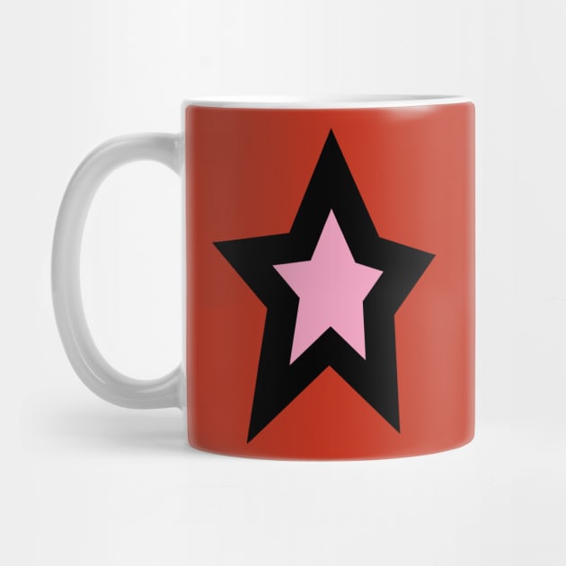 Pink Star Thick Black Line by ellenhenryart